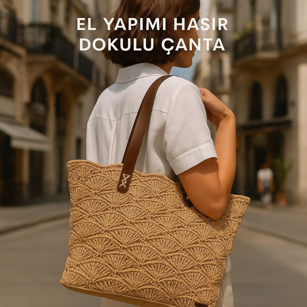 El Yapımı Hasır Dokulu Çanta