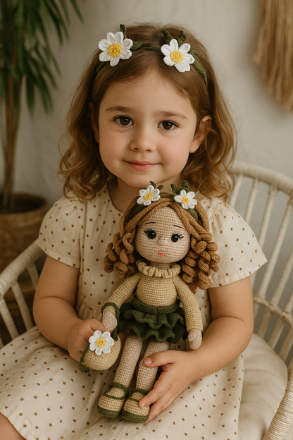 El Örgüsü Papatya Perisi Amigurumi Bebek